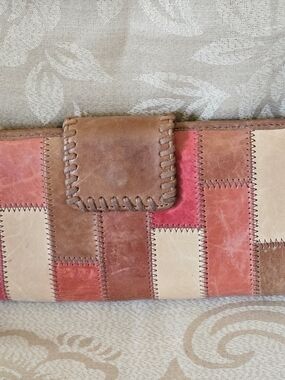 Vintage Fossil Multicolor Patchwork Leather Wallet